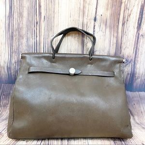 Eliza Conde Leather Structured Hand Bag Brown